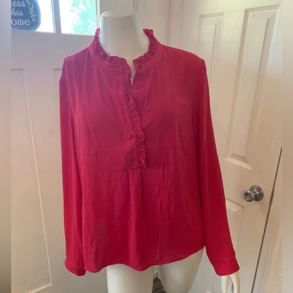 J Crew pink long sleeve blouse